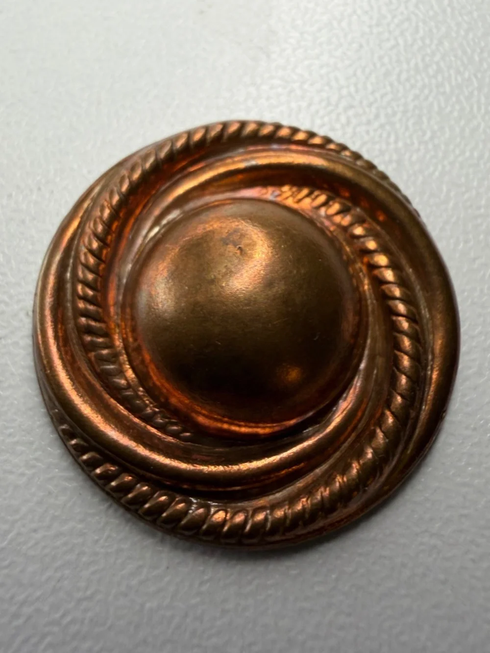 Vintage Round Swirl Medallion Copper Metal Ormolu Ornamental Hardware ¾
